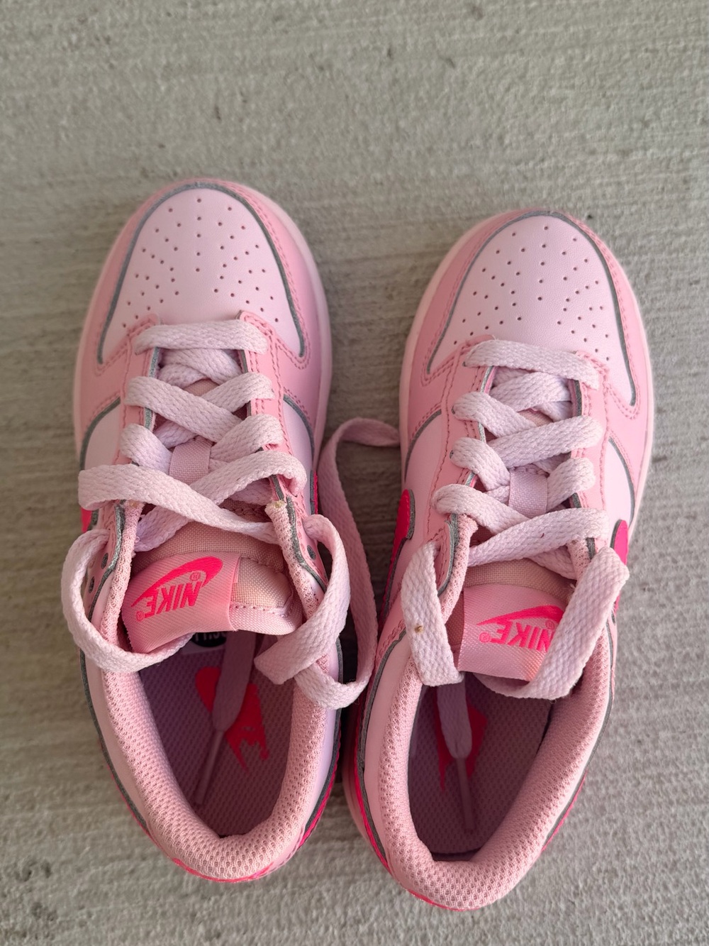 Nike Girls' Pink Low-Top Dunk with Hot Pink Swoosh - Picture 3 of 6